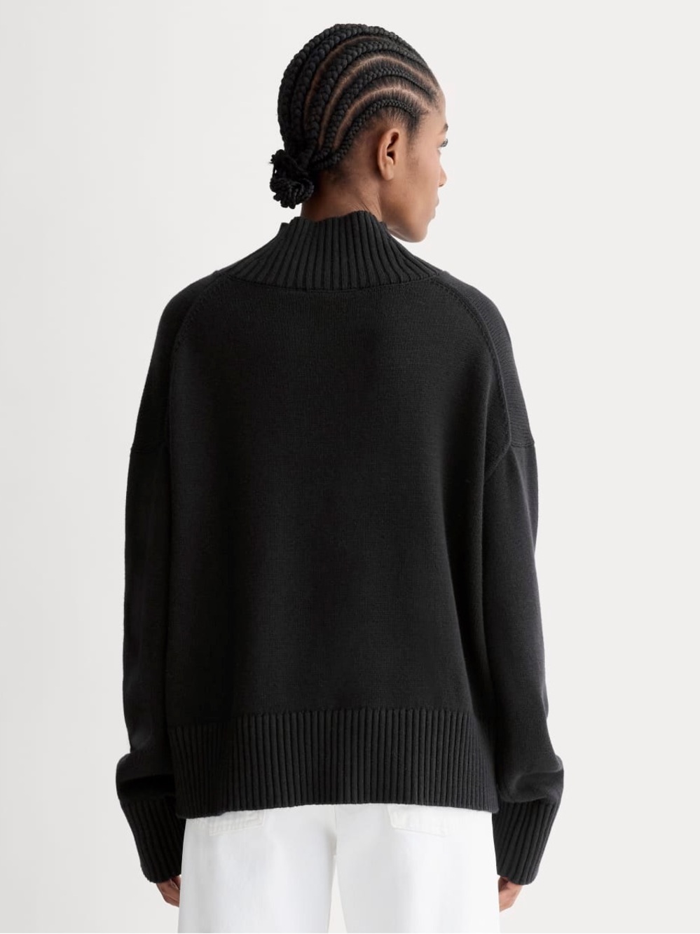 Commense, Black Funnel Neck Women's Sweater, Black, XL - Picture 2 of 8